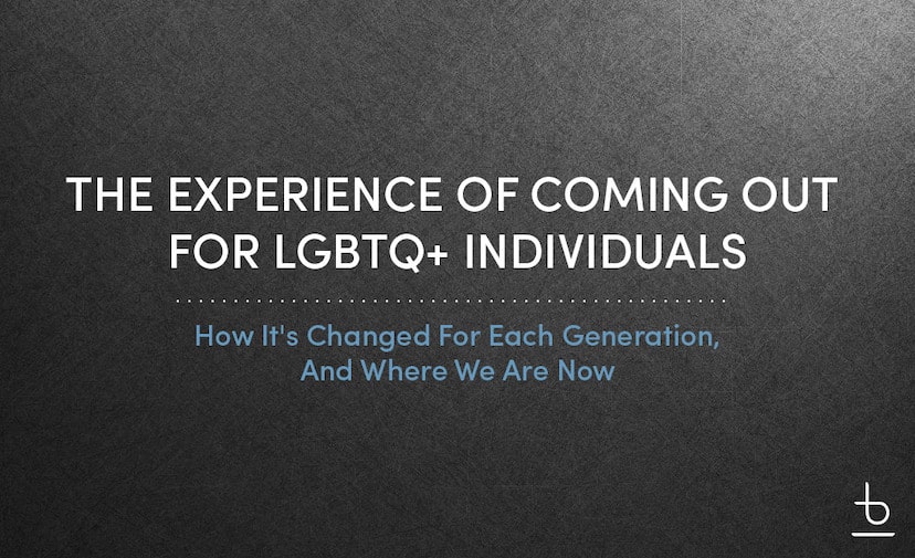 An image that reads 'The Experience of Coming Out for LGBTQ+ Individuals'