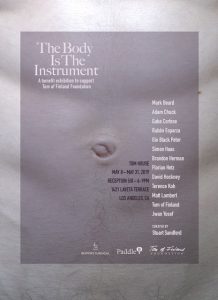A greyscale image of a belly button, with the title 'The Body is The Instrument'