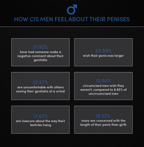 An infographic titled 'How Cis Men Feel About Their Penises'.