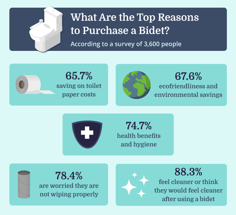 An infographic titled 'What Are the Top Reasons to Purchase a Bidet?'.